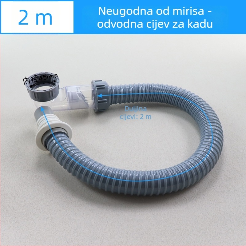 Izvlačna odvodna cijev za kadu s zaštitom od mirisa i štetnika – za kadu i tuš; CE certifikat; materijal: Drugo; broj certifikata: Drugo; ugradnja: Nije pružena