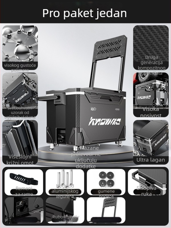 Kutija za ribolov – puni set, višefunkcionalna s kotačićima, PP materijal, kapacitet <9 L