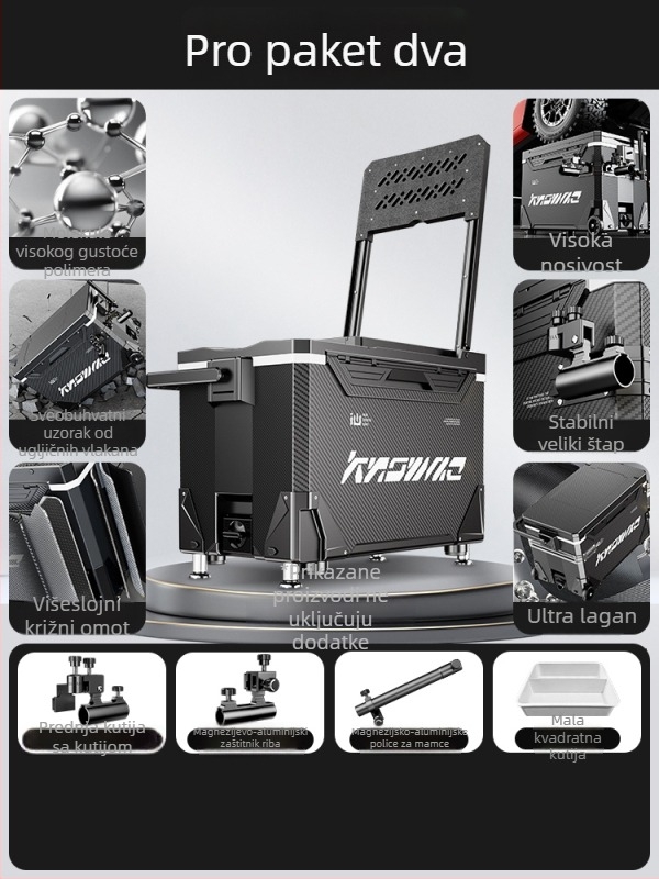 Kutija za ribolov – puni set, višefunkcionalna s kotačićima, PP materijal, kapacitet <9 L