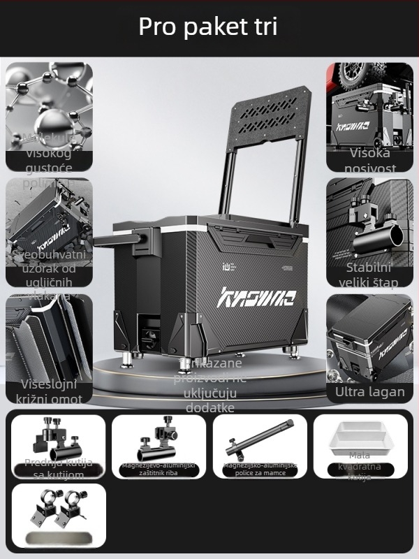 Kutija za ribolov – puni set, višefunkcionalna s kotačićima, PP materijal, kapacitet <9 L