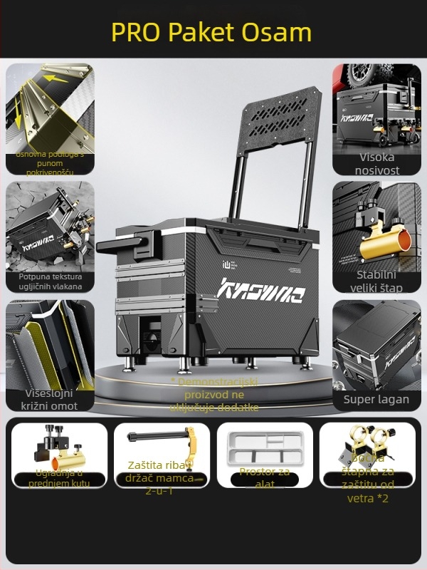 Kutija za ribolov – puni set, višefunkcionalna s kotačićima, PP materijal, kapacitet <9 L