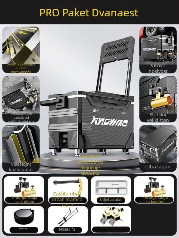 Kutija za ribolov – puni set, višefunkcionalna s kotačićima, PP materijal, kapacitet <9 L