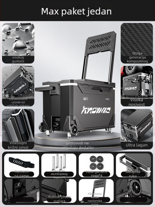 Kutija za ribolov – puni set, višefunkcionalna s kotačićima, PP materijal, kapacitet <9 L