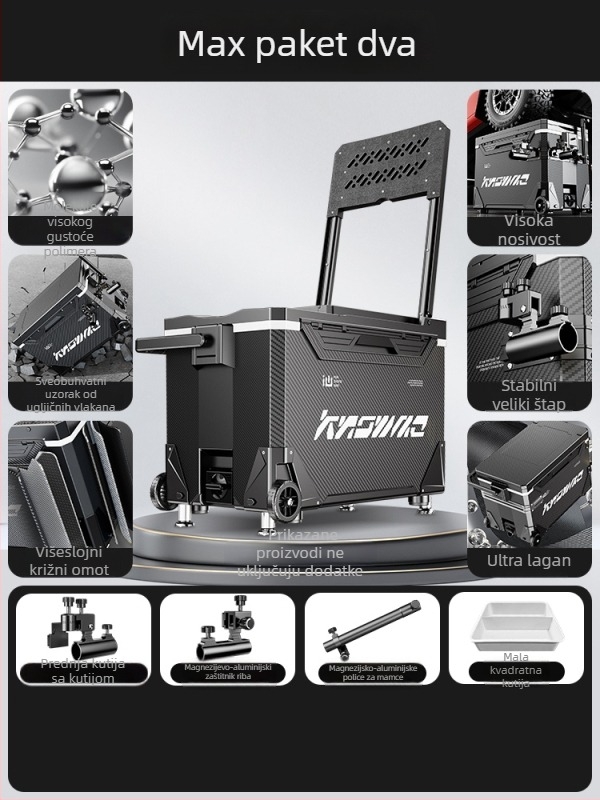 Kutija za ribolov – puni set, višefunkcionalna s kotačićima, PP materijal, kapacitet <9 L