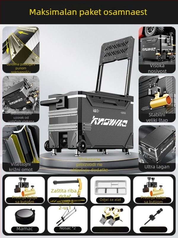 Kutija za ribolov – puni set, višefunkcionalna s kotačićima, PP materijal, kapacitet <9 L