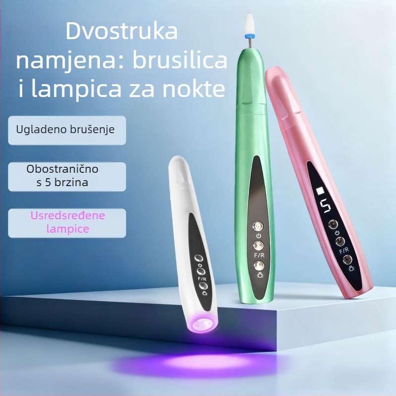Prijenosni 2-u-1 lak za nokte s lampom – električna turpija za nokte i uklanjanje mrtvih stanica (Model 8816, Podrijetlo: Zhejiang, Marka: Drugi, Domaća marka)