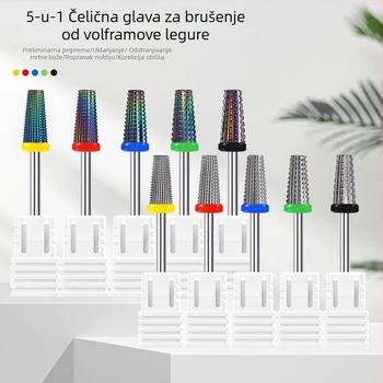 Pet-u-jedno glava za brušenje noktiju od volfram čelika — za predobradivanje, 8 g neto, uklanjanje mrtve kože i gel laka