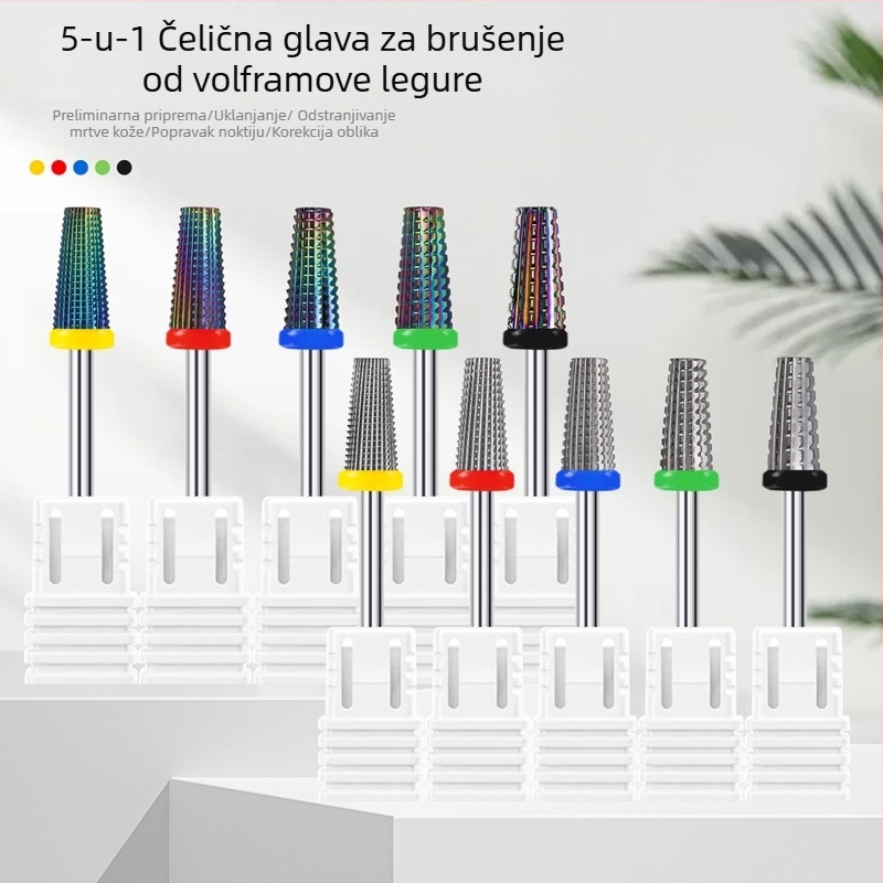 Pet-u-jedno glava za brušenje noktiju od volfram čelika — za predobradivanje, 8 g neto, uklanjanje mrtve kože i gel laka