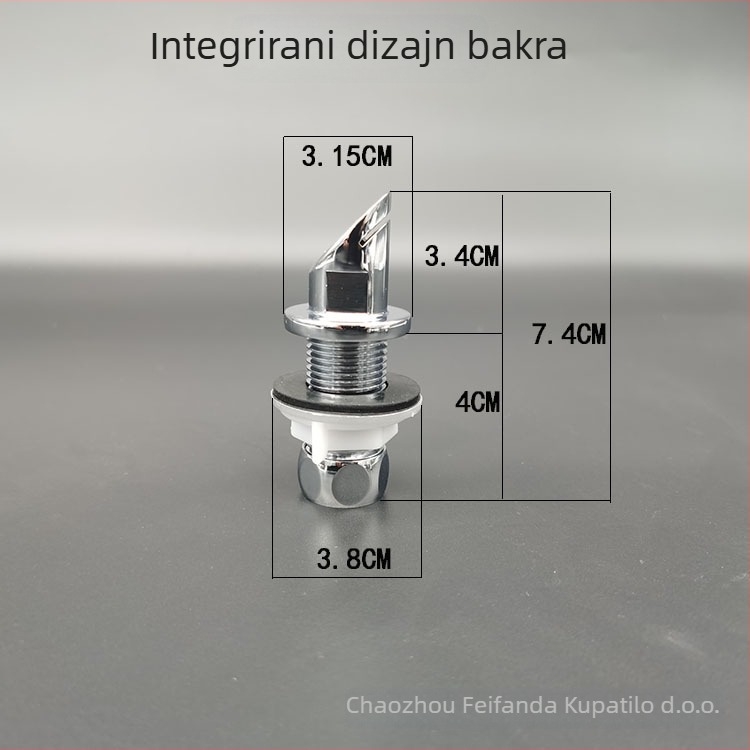 Fifanda urinarna mlaznica s stražnjim vodovodnim priključkom, bakrena kljun-štipka, bakreni završni čep, ovalni urin