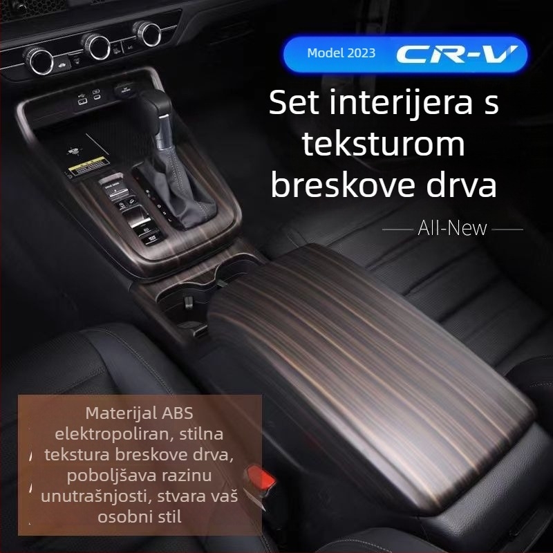 Honda CR-V 23 središnji konzolni okvir, unutarnji panel podizanja stakla, otvor za zrak, plastični materijal, drveni uzorak