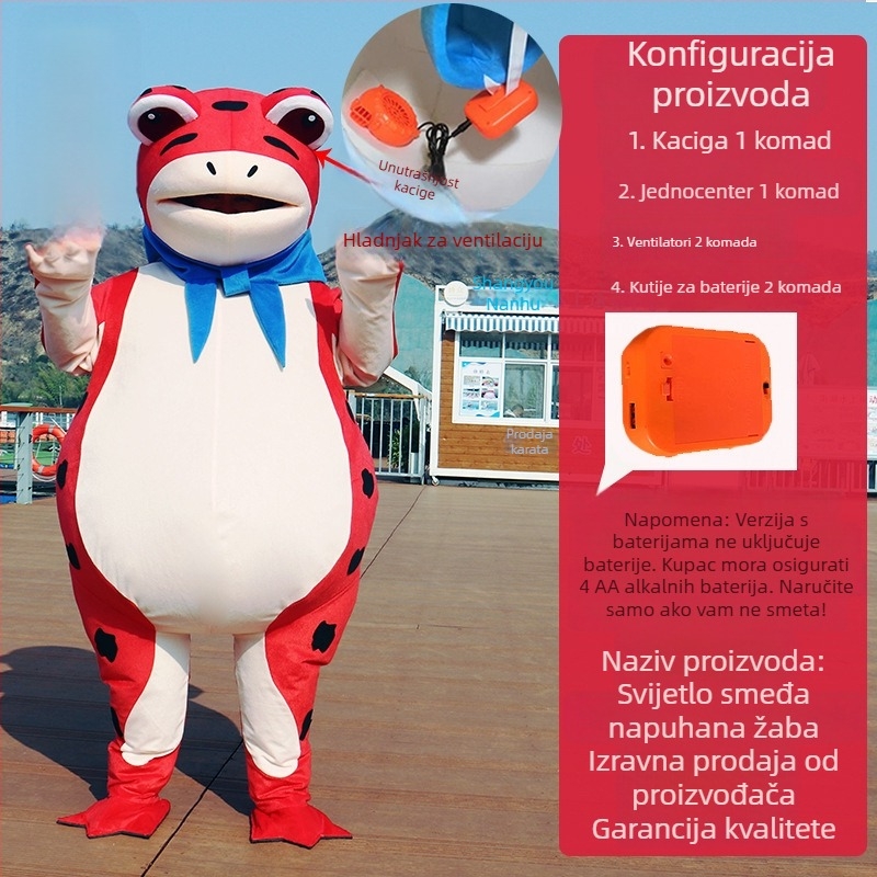 Naduvani kostim žabe lutke za nastupe — crtani cosplay, akrilna tkanina, sadržaj 95%+, muškarac, ljeto 2022