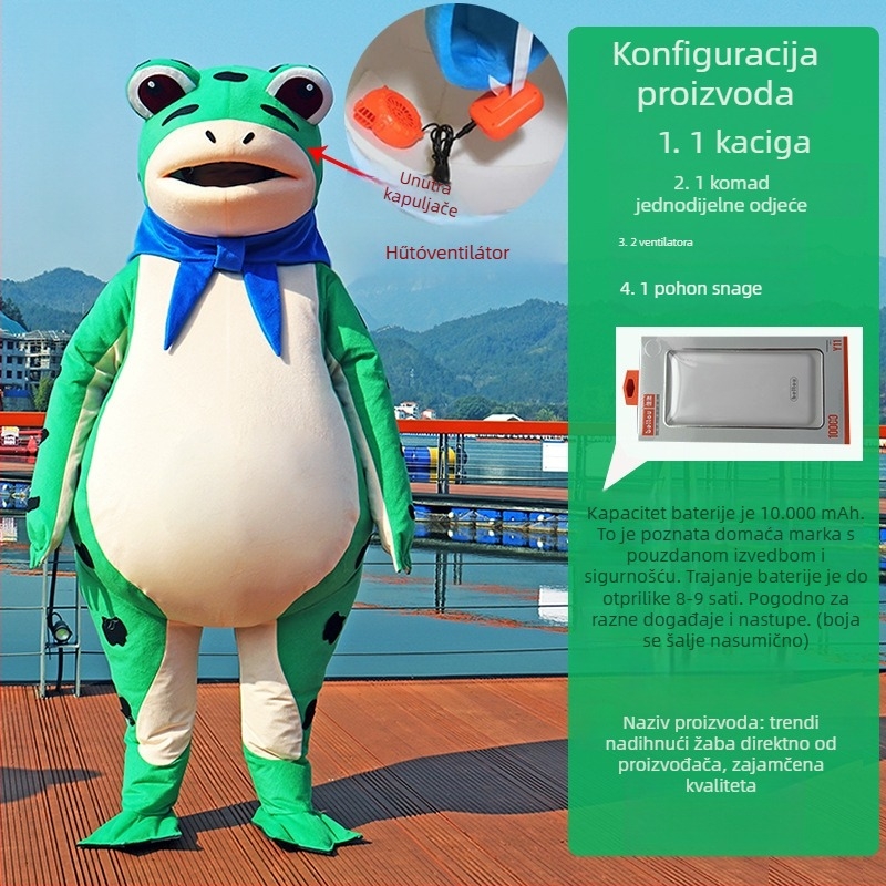 Naduvani kostim žabe lutke za nastupe — crtani cosplay, akrilna tkanina, sadržaj 95%+, muškarac, ljeto 2022