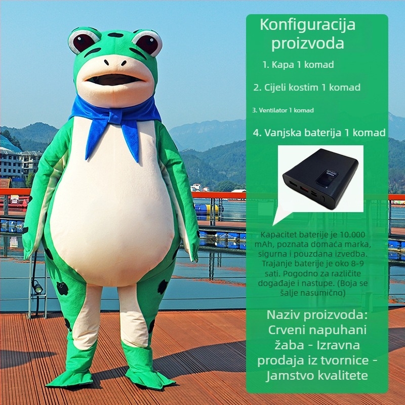 Naduvani kostim žabe lutke za nastupe — crtani cosplay, akrilna tkanina, sadržaj 95%+, muškarac, ljeto 2022