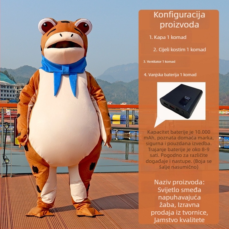 Naduvani kostim žabe lutke za nastupe — crtani cosplay, akrilna tkanina, sadržaj 95%+, muškarac, ljeto 2022