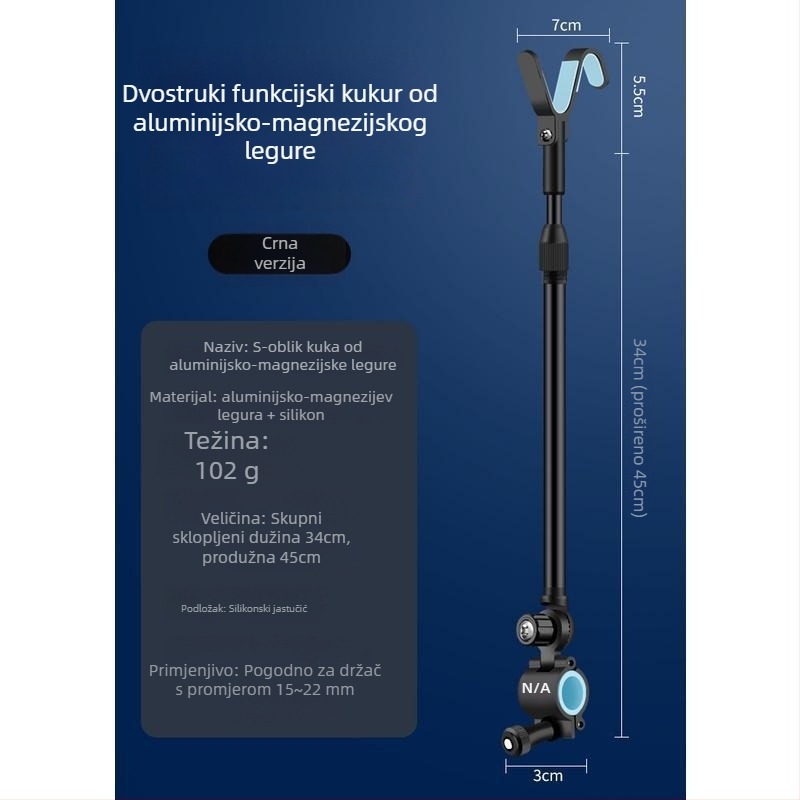 Mengda univerzalni metalni držač štapa za pecanje, S-oblik, protuklizni, aluminijska legura