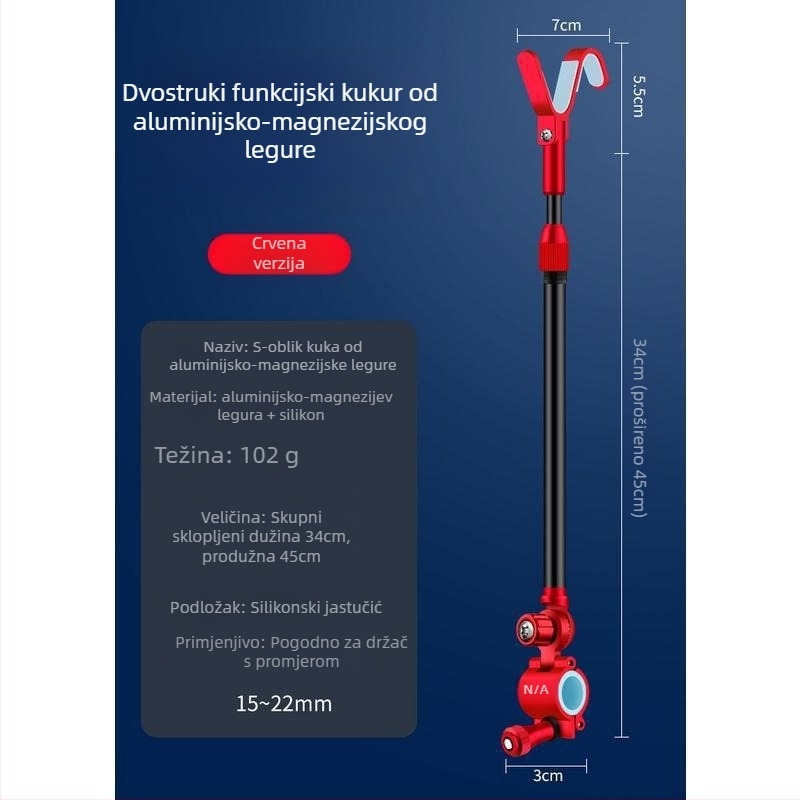 Mengda univerzalni metalni držač štapa za pecanje, S-oblik, protuklizni, aluminijska legura