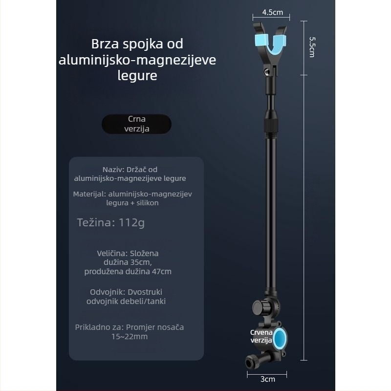 Mengda univerzalni metalni držač štapa za pecanje, S-oblik, protuklizni, aluminijska legura