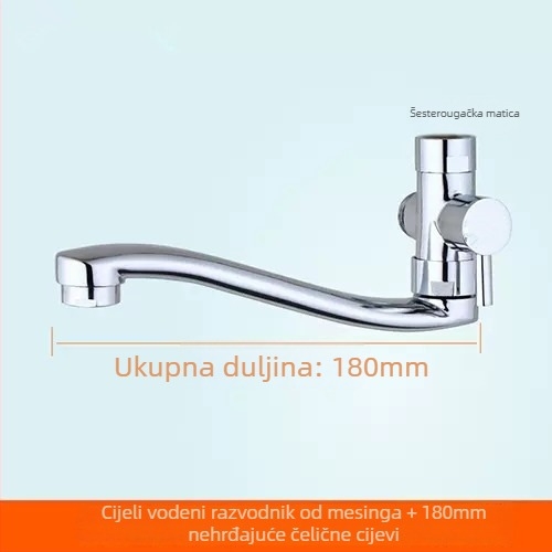 Kuhinjski tuš slavina s troputnim dijeliteljem, spoj 1 na 2, 6° rotirajuće vodovodne cijevi, cijeli bakreni jezgreni ventil, elektroplakirani završni premaz