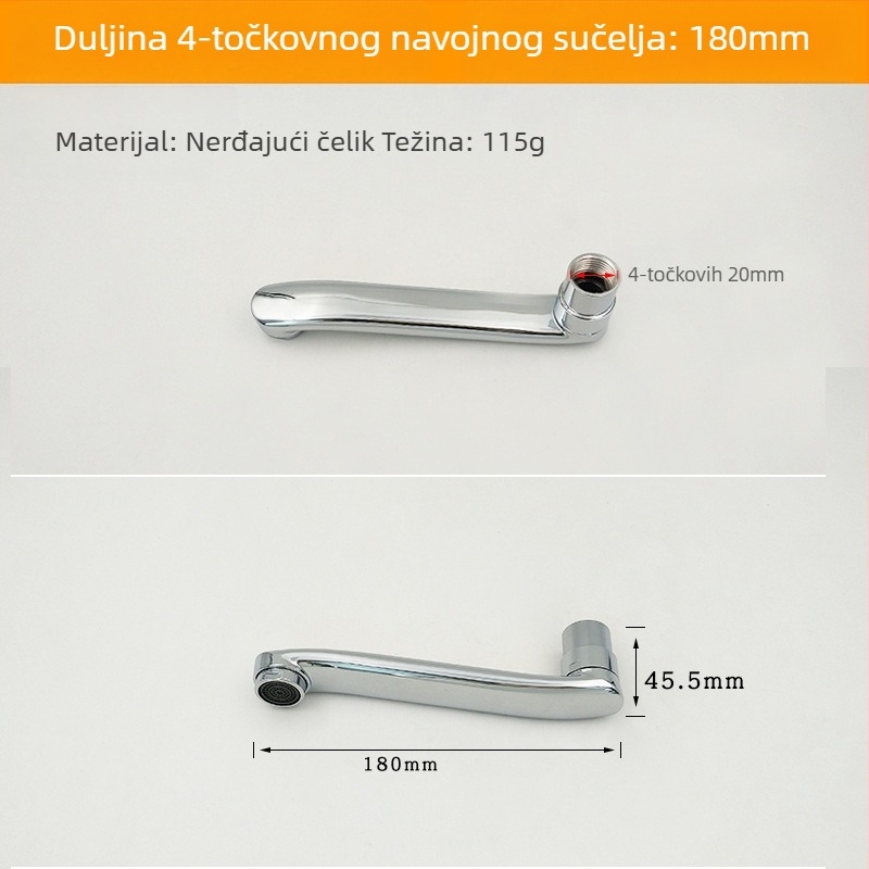 Kuhinjski tuš slavina s troputnim dijeliteljem, spoj 1 na 2, 6° rotirajuće vodovodne cijevi, cijeli bakreni jezgreni ventil, elektroplakirani završni premaz