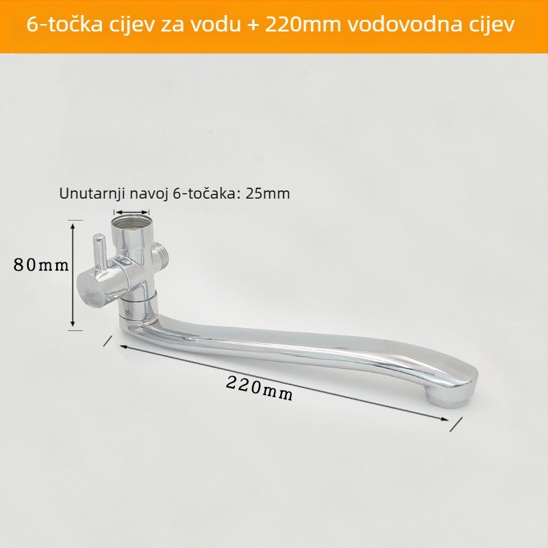 Kuhinjski tuš slavina s troputnim dijeliteljem, spoj 1 na 2, 6° rotirajuće vodovodne cijevi, cijeli bakreni jezgreni ventil, elektroplakirani završni premaz