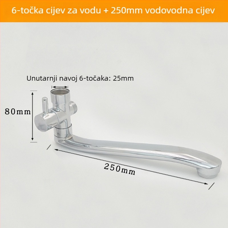 Kuhinjski tuš slavina s troputnim dijeliteljem, spoj 1 na 2, 6° rotirajuće vodovodne cijevi, cijeli bakreni jezgreni ventil, elektroplakirani završni premaz