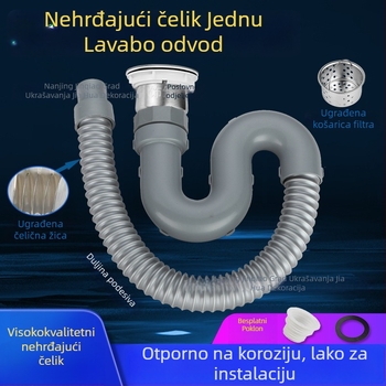 Set odvoda za kuhinjski sudoper, za jedne i dvostruki sudoper, ABS plast i nehrđajući čelik, moderan minimalistički dizajn