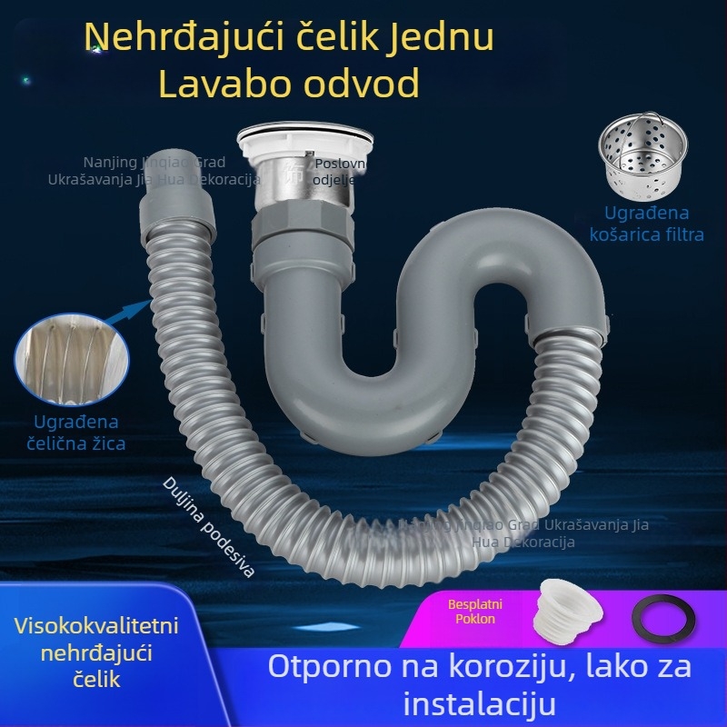 Set odvoda za kuhinjski sudoper, za jedne i dvostruki sudoper, ABS plast i nehrđajući čelik, moderan minimalistički dizajn