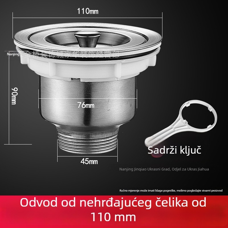 Set odvoda za kuhinjski sudoper, za jedne i dvostruki sudoper, ABS plast i nehrđajući čelik, moderan minimalistički dizajn