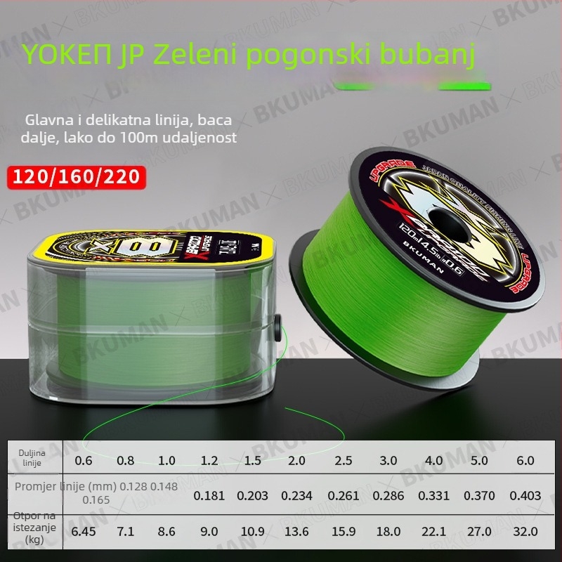 BKUMAN Glavna linija za ribolov, PE najlonska linija, nosivost 3–33 kg, 100 komada u kutiji