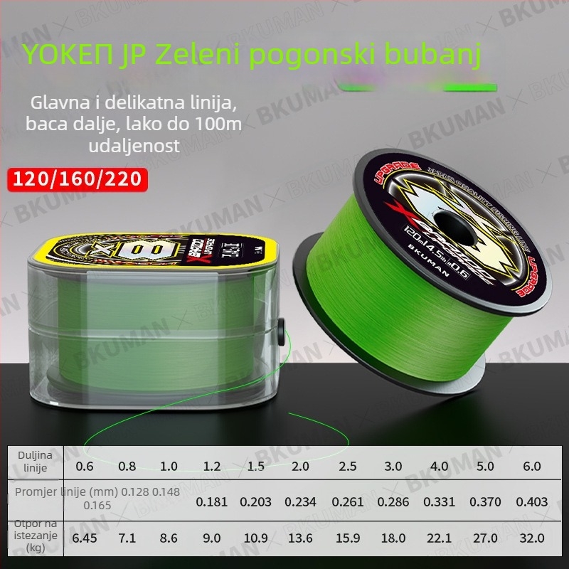 BKUMAN Glavna linija za ribolov, PE najlonska linija, nosivost 3–33 kg, 100 komada u kutiji
