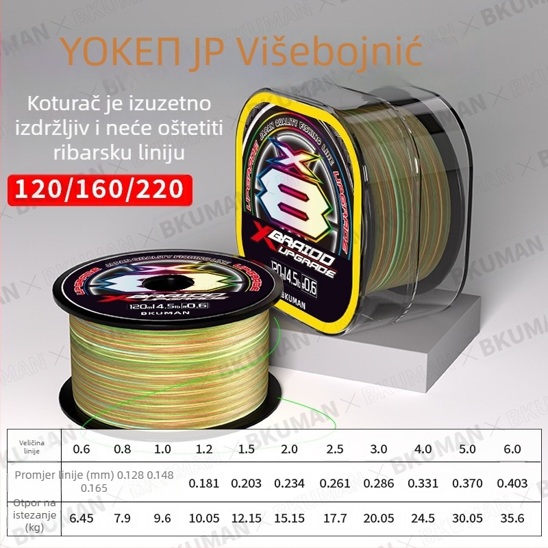 BKUMAN Glavna linija za ribolov, PE najlonska linija, nosivost 3–33 kg, 100 komada u kutiji