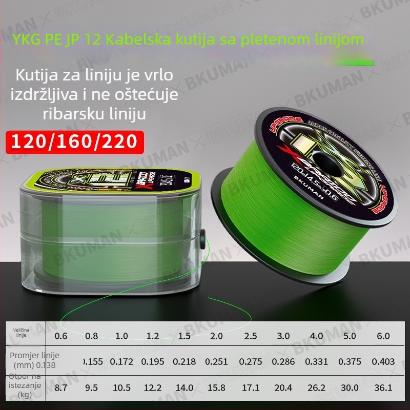 BKUMAN Glavna linija za ribolov, PE najlonska linija, nosivost 3–33 kg, 100 komada u kutiji