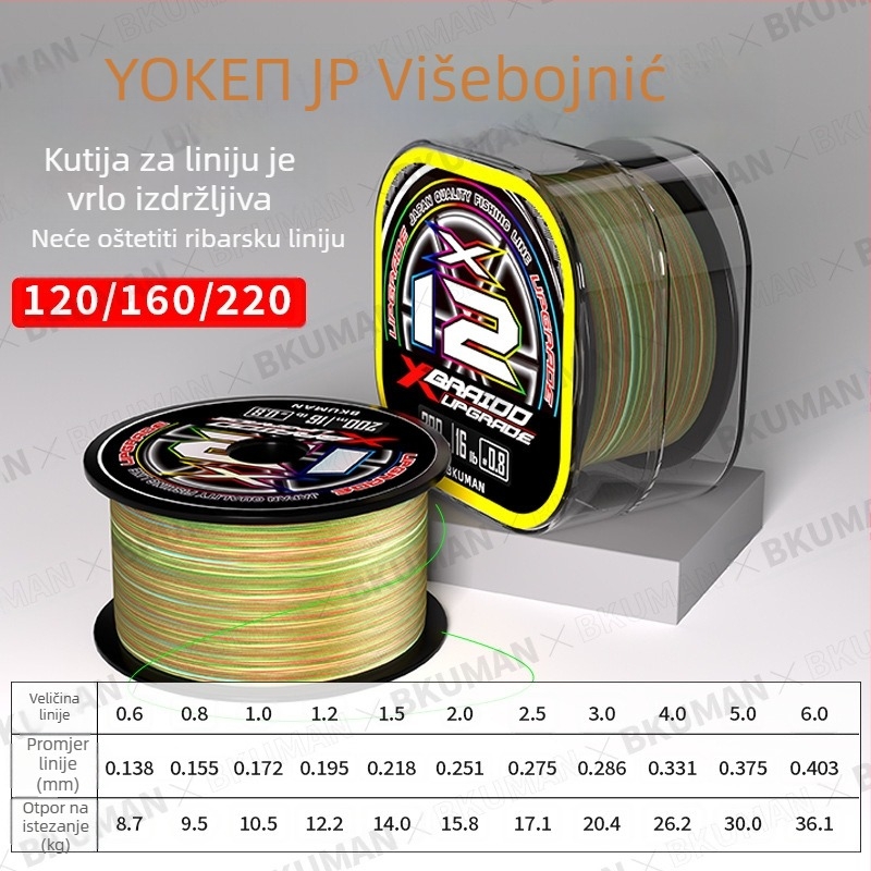BKUMAN Glavna linija za ribolov, PE najlonska linija, nosivost 3–33 kg, 100 komada u kutiji