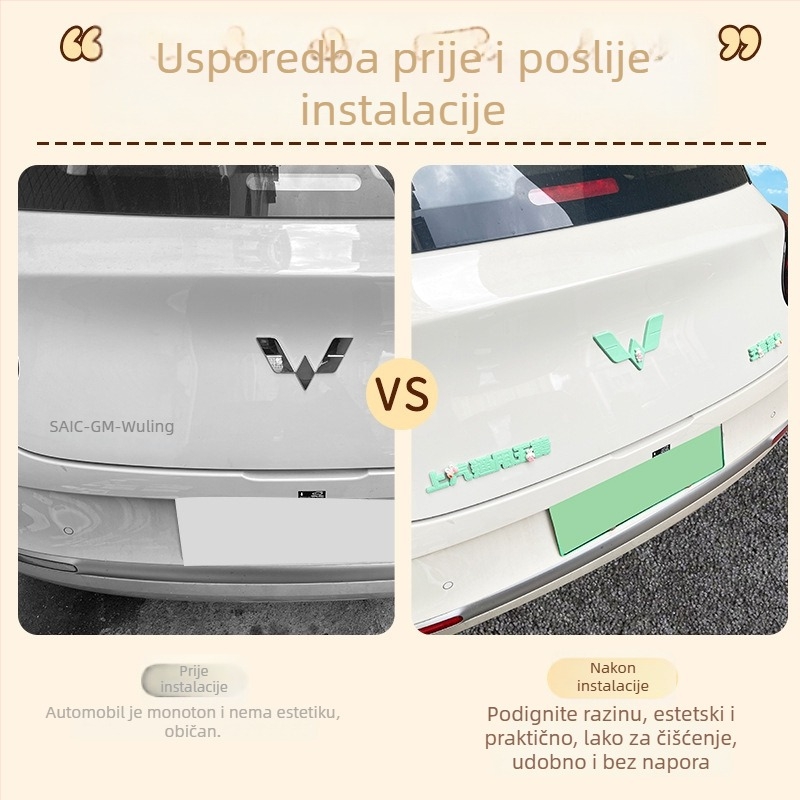Set naljepnica za prednji i stražnji logotip za Wuling Bingo, ABS materijal