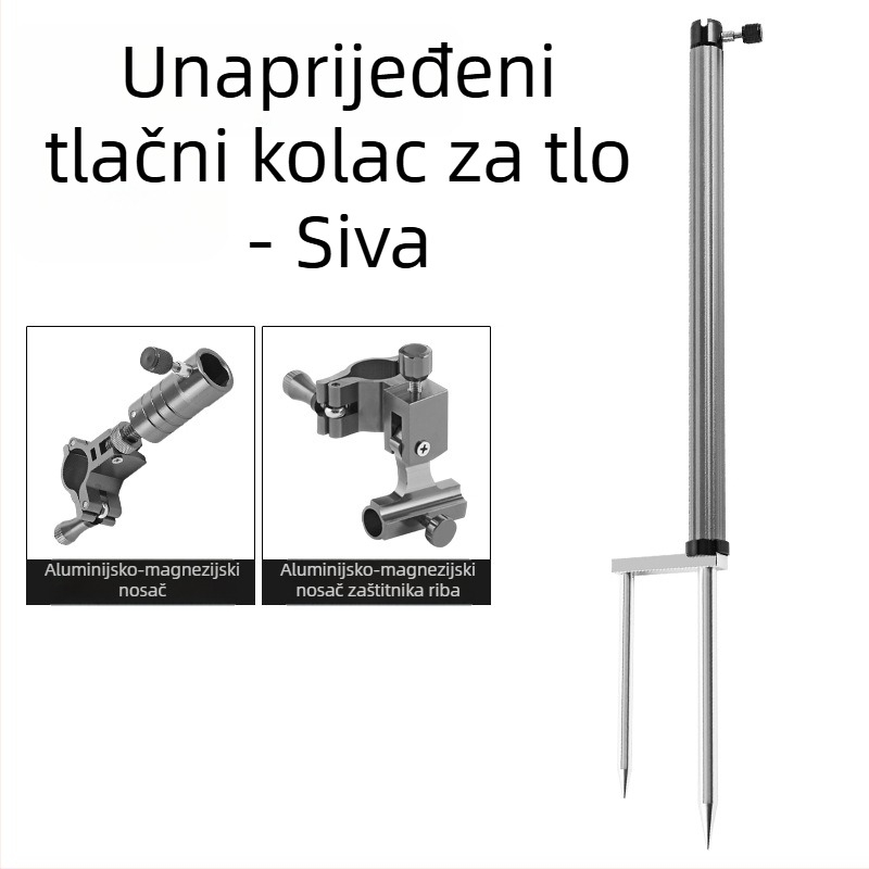 Huiyu Barn Prijenosni aluminijski držač za ribolov s ladicom za mamce i zemljanim držačem štapa