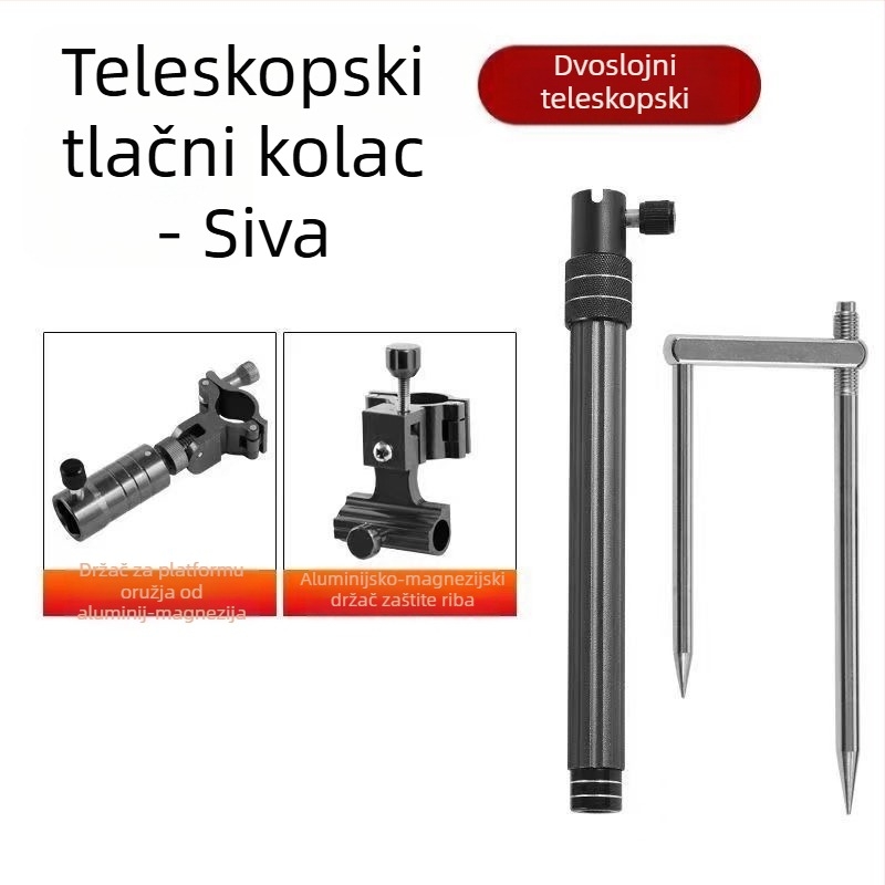 Huiyu Barn Prijenosni aluminijski držač za ribolov s ladicom za mamce i zemljanim držačem štapa