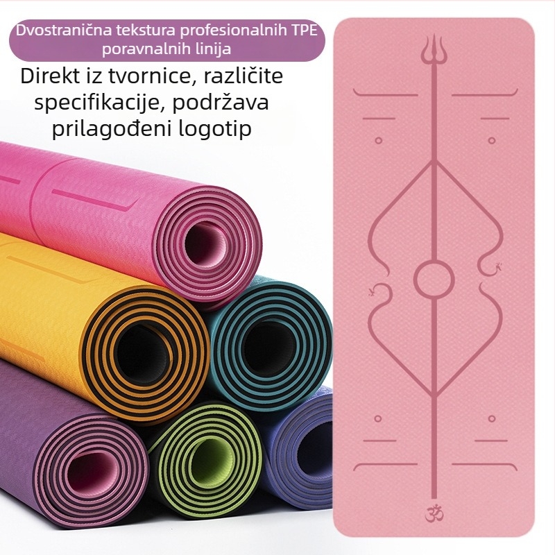 TPE prostirka za jogu, protivklizna, debela, prilagodljiva, 800 g, 4–10 mm, za jogu, fitness i ples, s vodičem asana