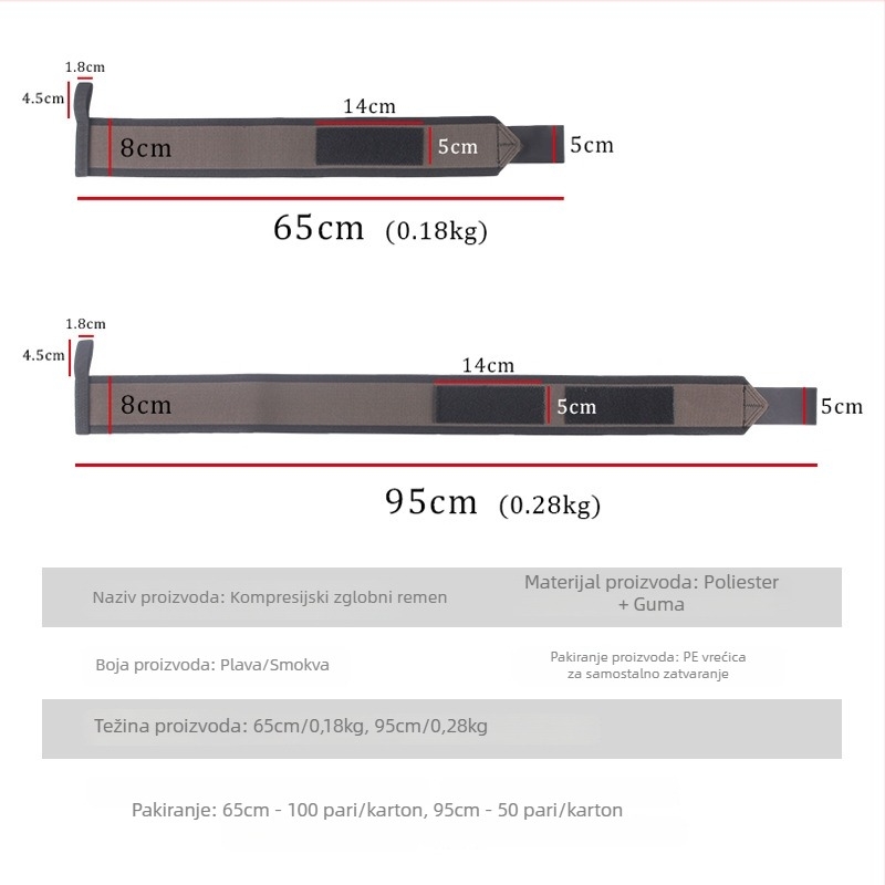Naramnica za zapešće s podesivim trakama za dizanje tegova – poliester i elastan, zaštita zapešća