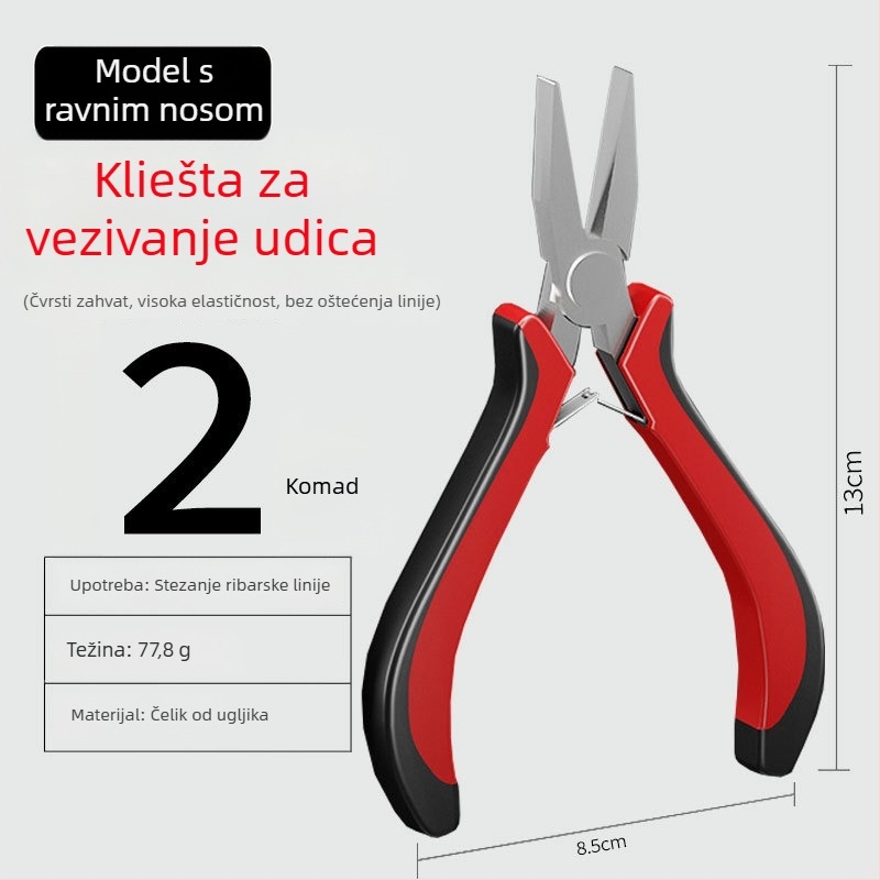 Klešta za spajanje udica s plosnim otvorom, nehrđajući čelik, višenamjenske kliješta za uvlačenje žice i spajanje udica, posebne kliješta za savijene udice, ribarski alat