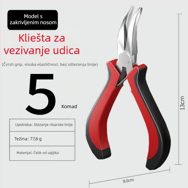 Klešta za spajanje udica s plosnim otvorom, nehrđajući čelik, višenamjenske kliješta za uvlačenje žice i spajanje udica, posebne kliješta za savijene udice, ribarski alat