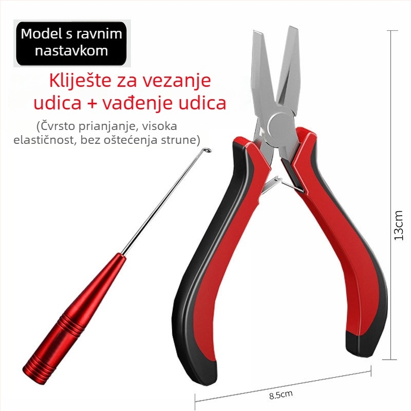 Klešta za spajanje udica s plosnim otvorom, nehrđajući čelik, višenamjenske kliješta za uvlačenje žice i spajanje udica, posebne kliješta za savijene udice, ribarski alat