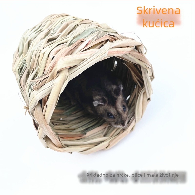 Slamnato gnijezdo i kućica za mala životinja — Materijal: slama; Podrijetlo: Guangdong; Bez uvoza; Licencirana privatna oznaka; Kategorija proizvoda: Sedalna podložka, Kavez, Kućica, Gnijezdo za kućne ljubimce