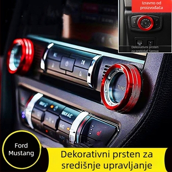 Dekorativni prsten za srednju konzolu i gumb klimatizacije Mustanga, aluminijska legura, model FTym, kompatibilan s 2015–2020