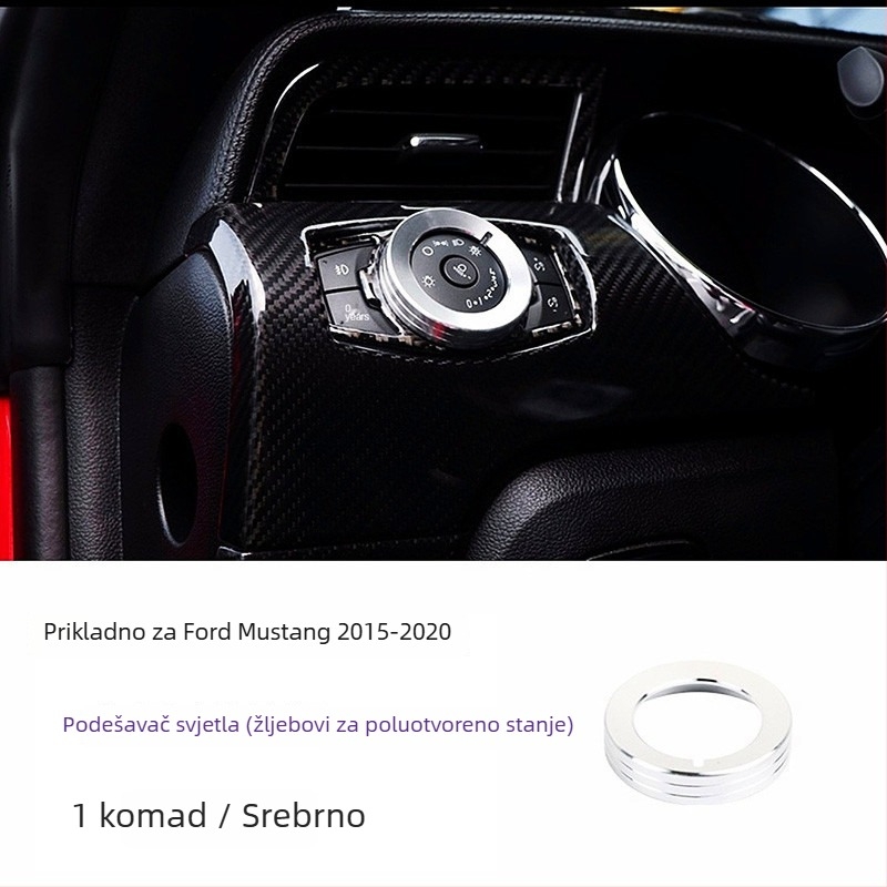 Dekorativni prsten za srednju konzolu i gumb klimatizacije Mustanga, aluminijska legura, model FTym, kompatibilan s 2015–2020