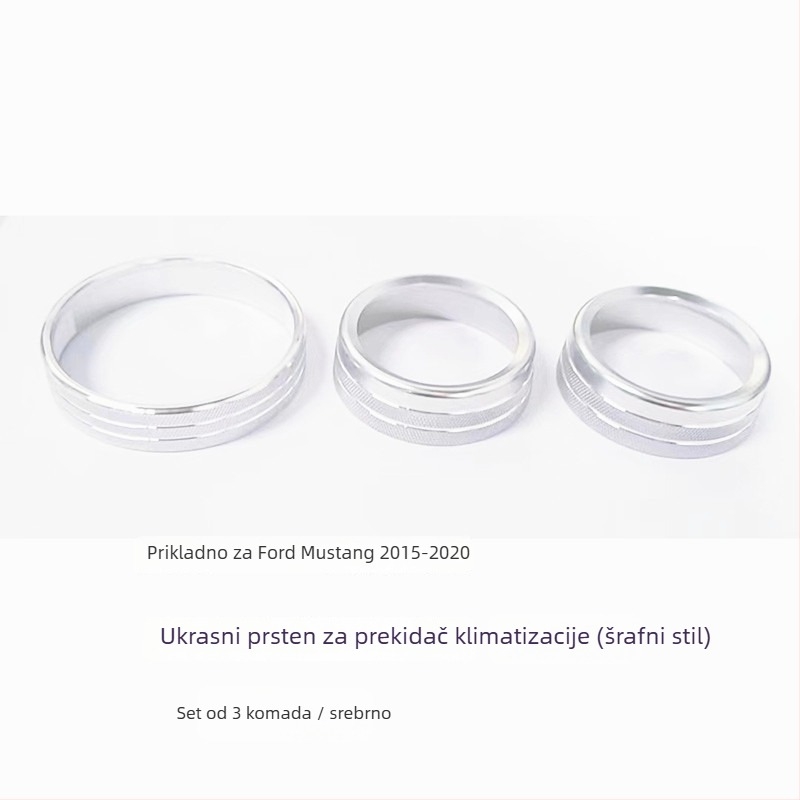Dekorativni prsten za srednju konzolu i gumb klimatizacije Mustanga, aluminijska legura, model FTym, kompatibilan s 2015–2020