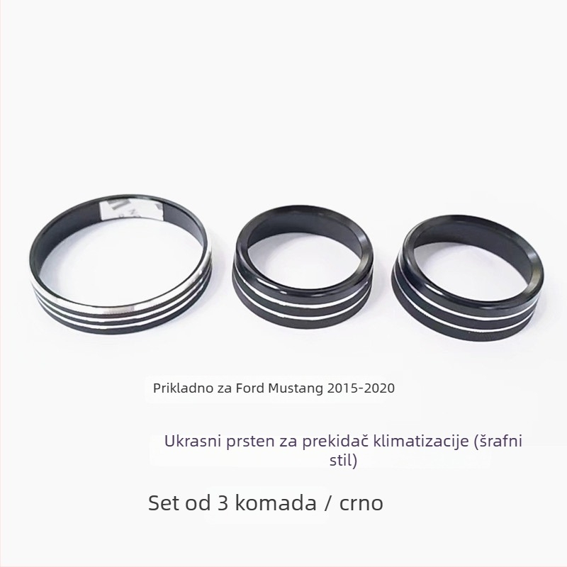 Dekorativni prsten za srednju konzolu i gumb klimatizacije Mustanga, aluminijska legura, model FTym, kompatibilan s 2015–2020