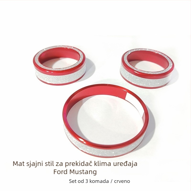 Dekorativni prsten za srednju konzolu i gumb klimatizacije Mustanga, aluminijska legura, model FTym, kompatibilan s 2015–2020