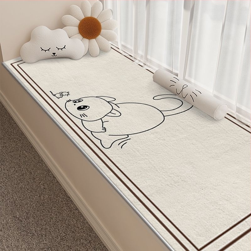 Tepih s crtanim medvjedićem za dnevni boravak, spavaću sobu i balkon — protuklizni, upija vodu, kvadratnog oblika, poliestersko vlakno, tiskanje, ručno pranje