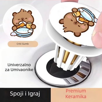 Keramički pop-up odvod za umivaonik, crtić stil, gornje pritiskanje, protiv mirisa
