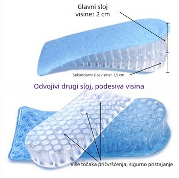Silicijske vložke za povećanje visine, nevidljive, prozračne s mrežastom strukturom, model zgdqk01, za muškarce i žene, pogodné za kožne cipele, čizme, casual i sportske cipele